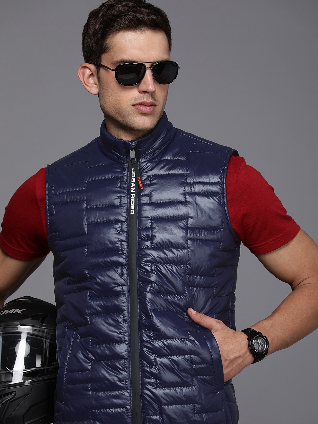 

Ducati Men Solid Padded Jacket, Navy blue