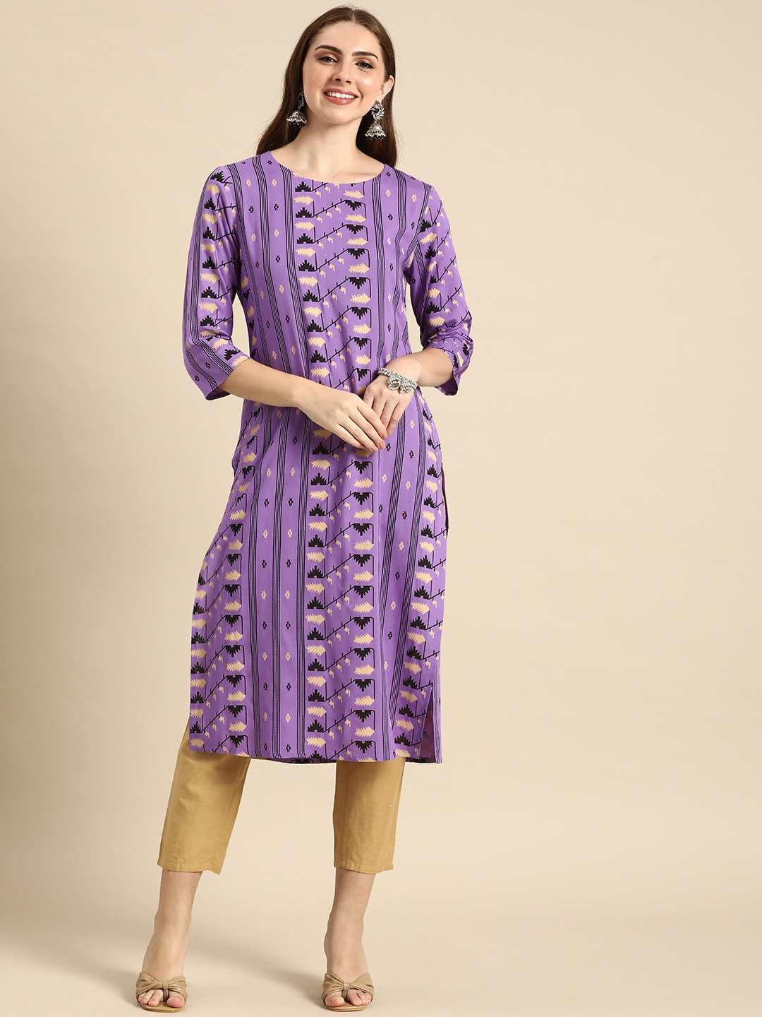 

Anouk Ethnic Motifs Printed Kurta, Purple