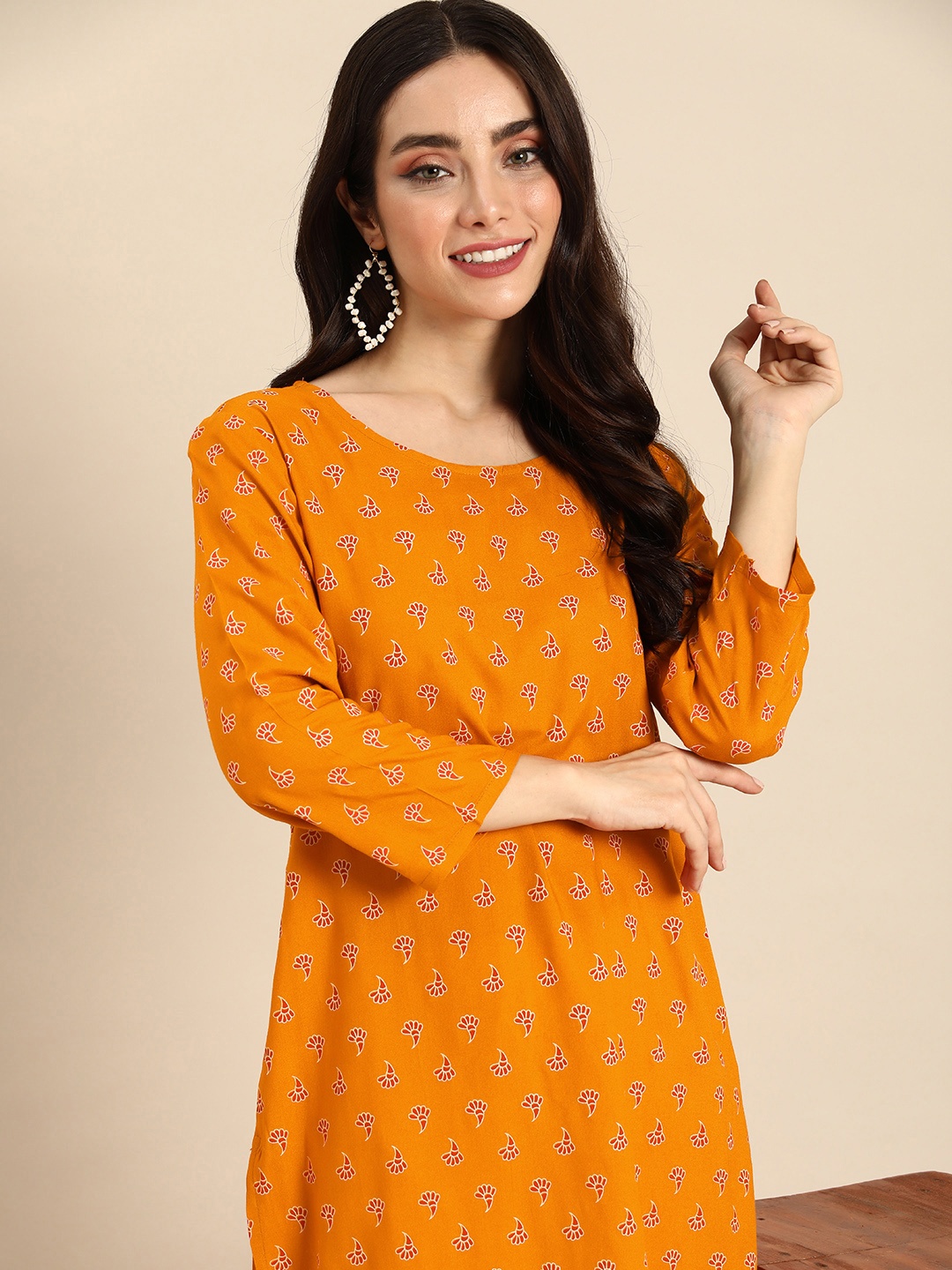 

Anouk Ethnic Motifs Printed Kurta, Orange