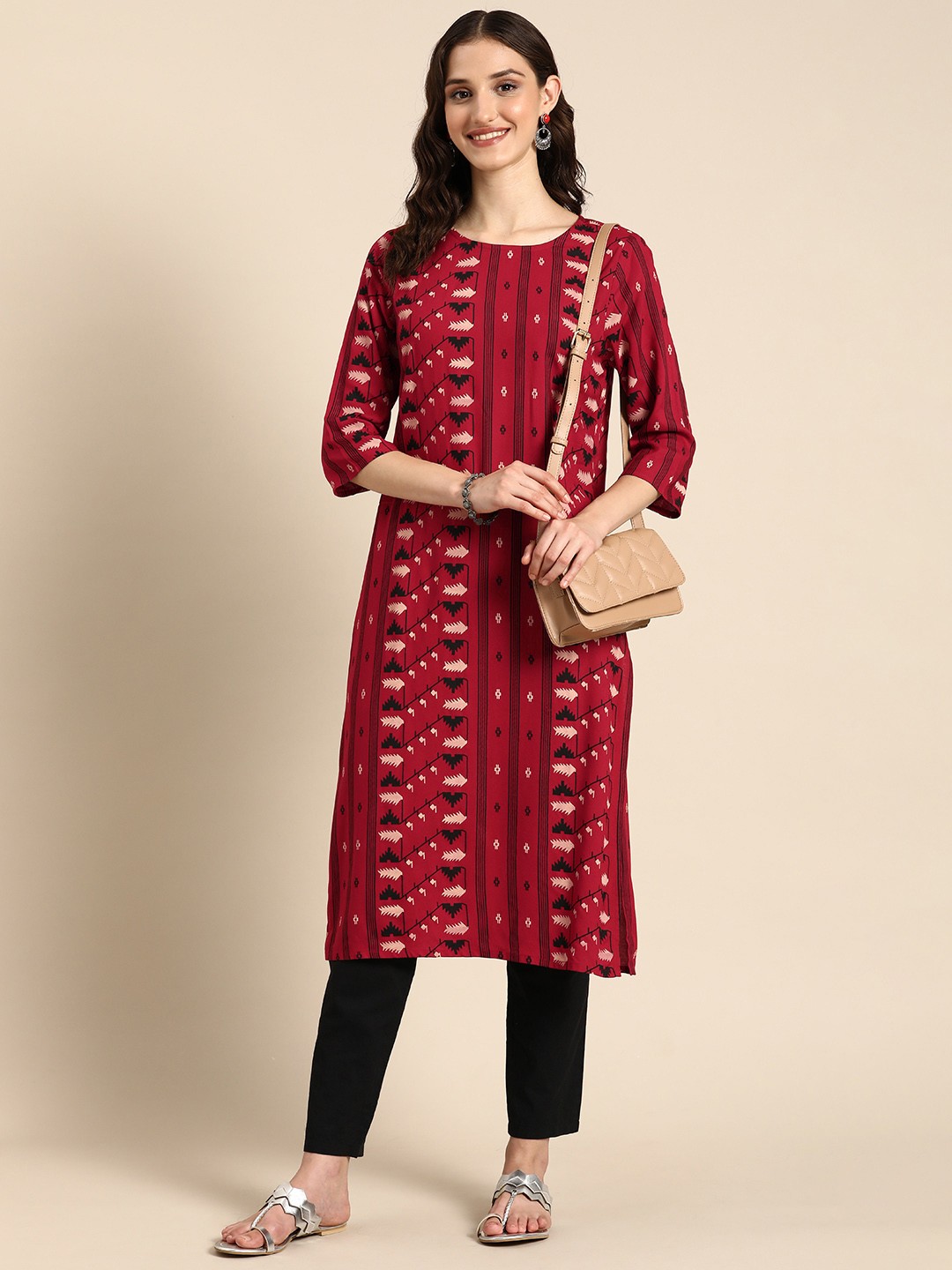 

Anouk Ethnic Motifs Printed Kurta, Red