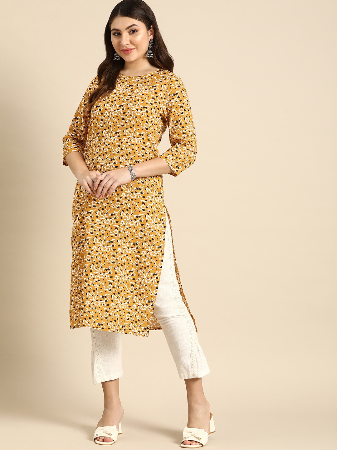 

Anouk Abstact Printed Kurta, Yellow