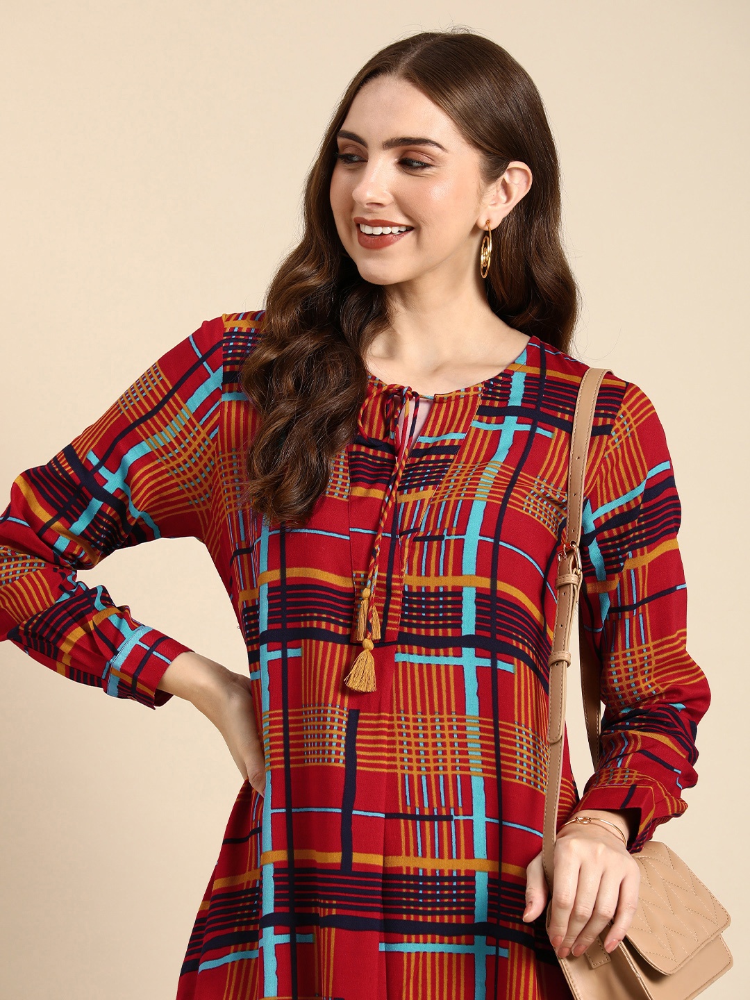 

Anouk Geometric Printed Straight Kurta, Rust