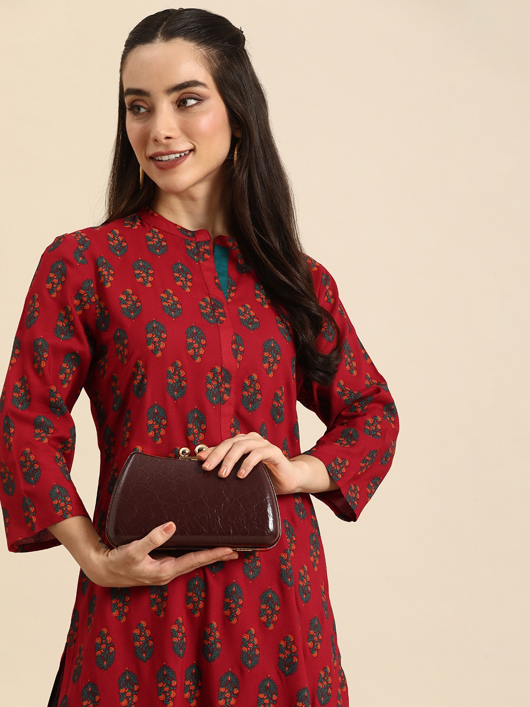 

Anouk Ethnic Motifs Printed Kurta, Red