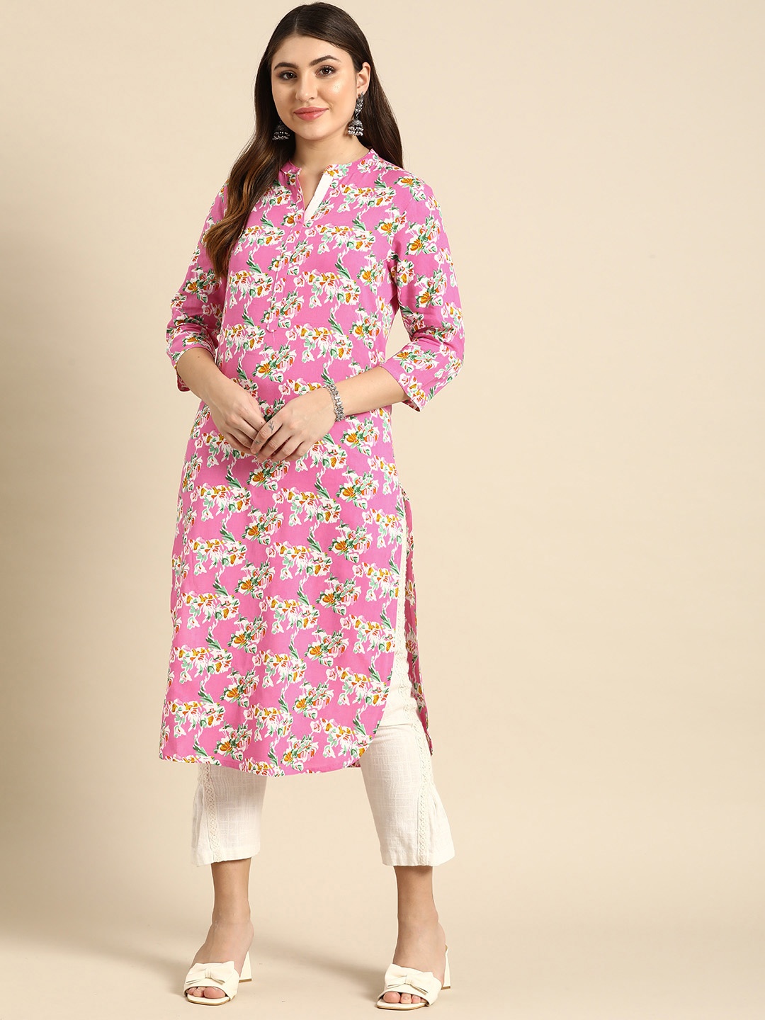 

Anouk Floral Printed Floral Kurta, Pink