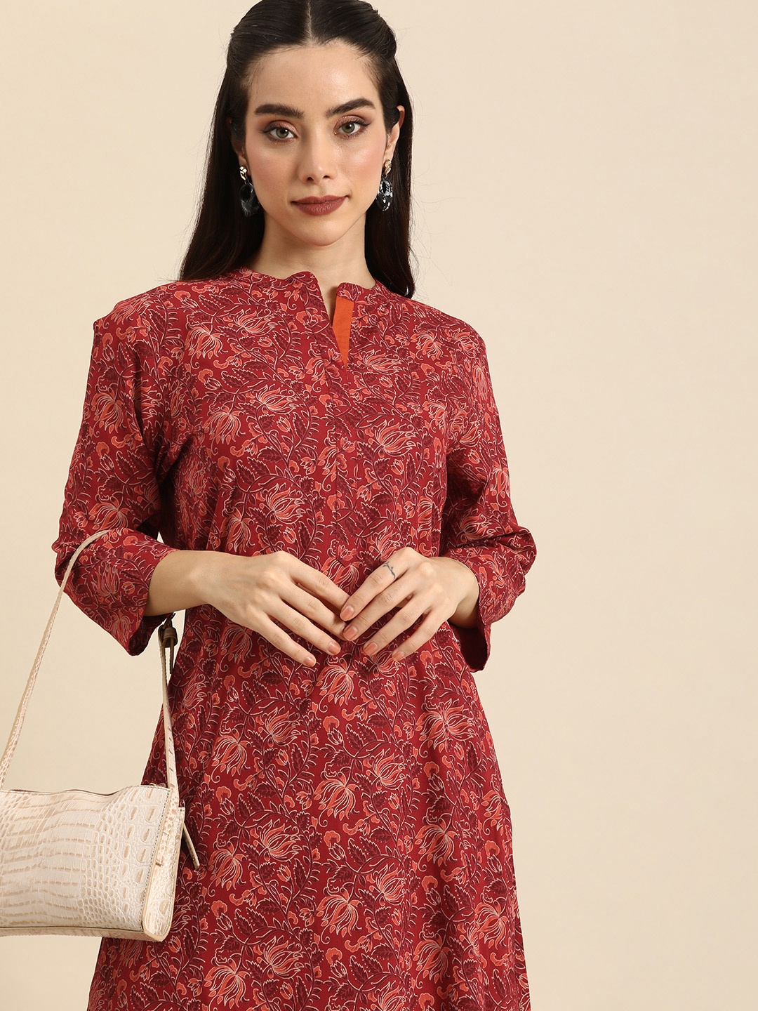 

Anouk Floral Printed Floral Kurta, Rust