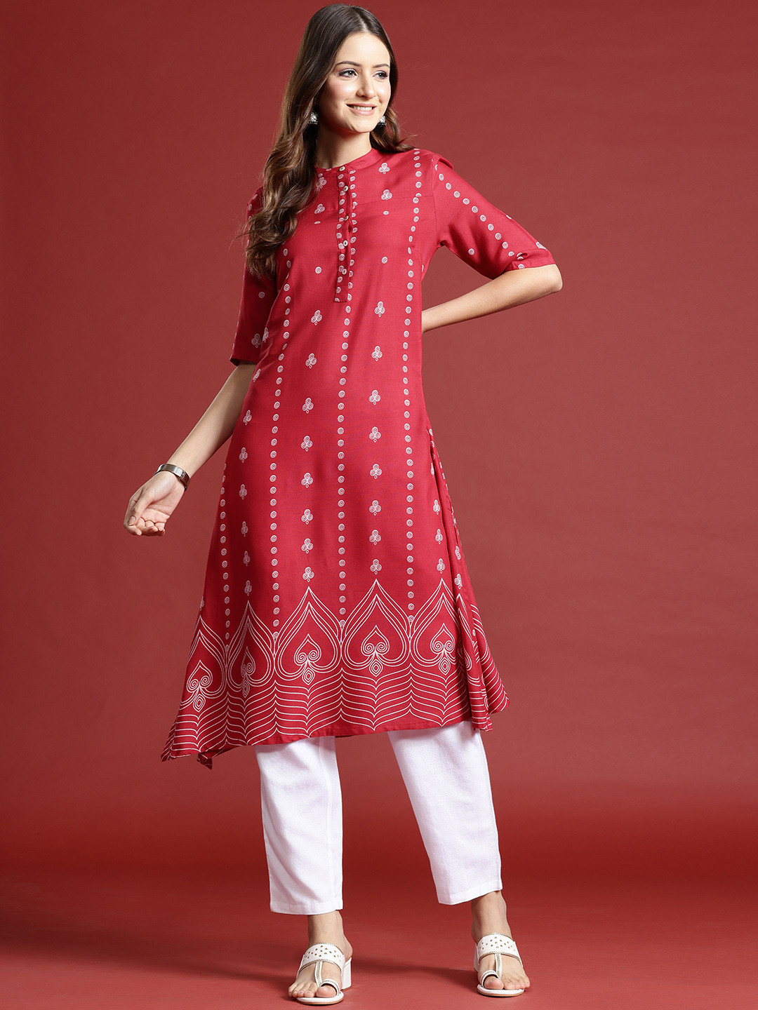 

Anouk Women Ethnic Motifs Printed Kurta, Red