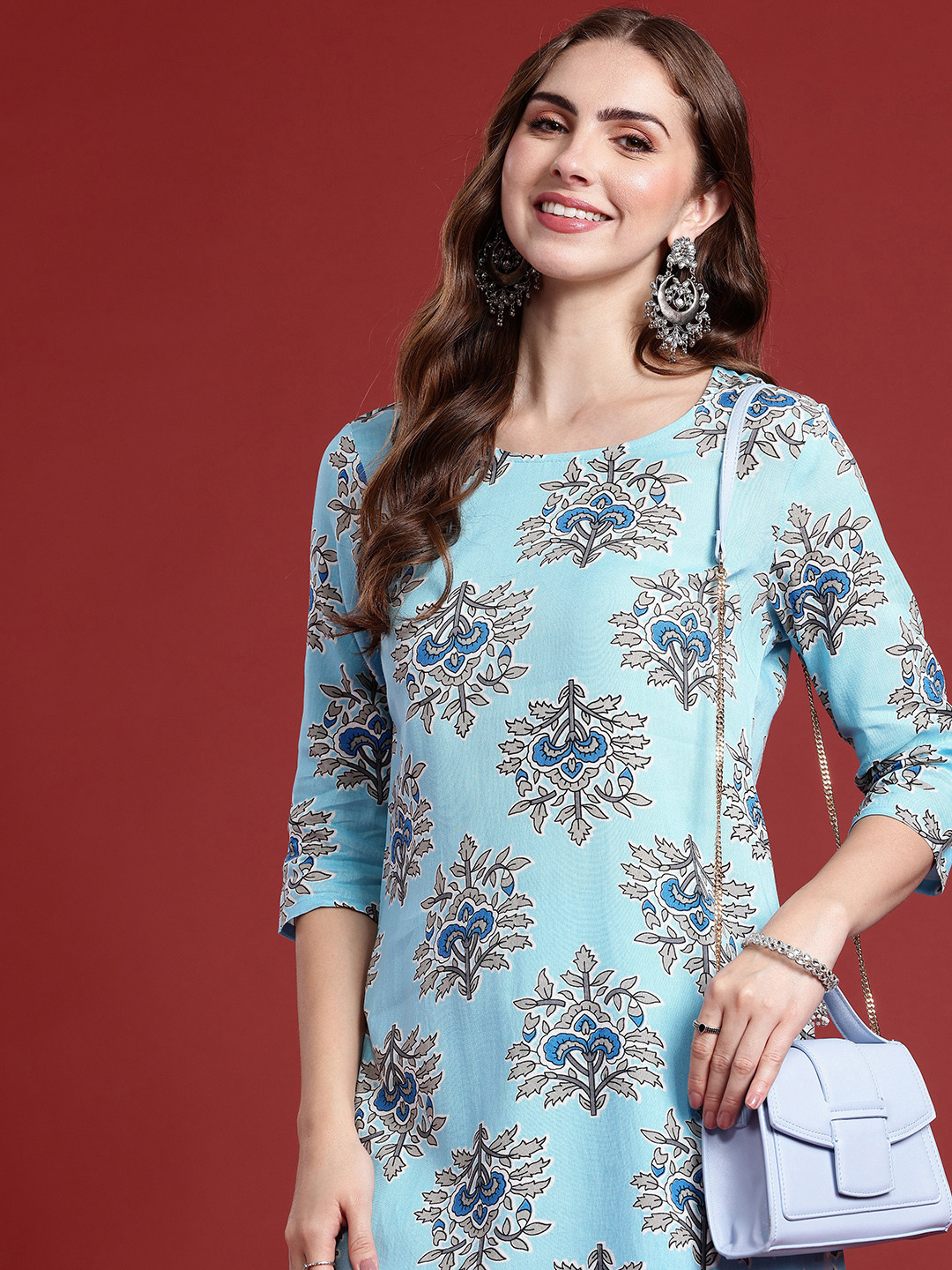 

Anouk Ethnic Motifs Printed Kurta with Trousers, Blue