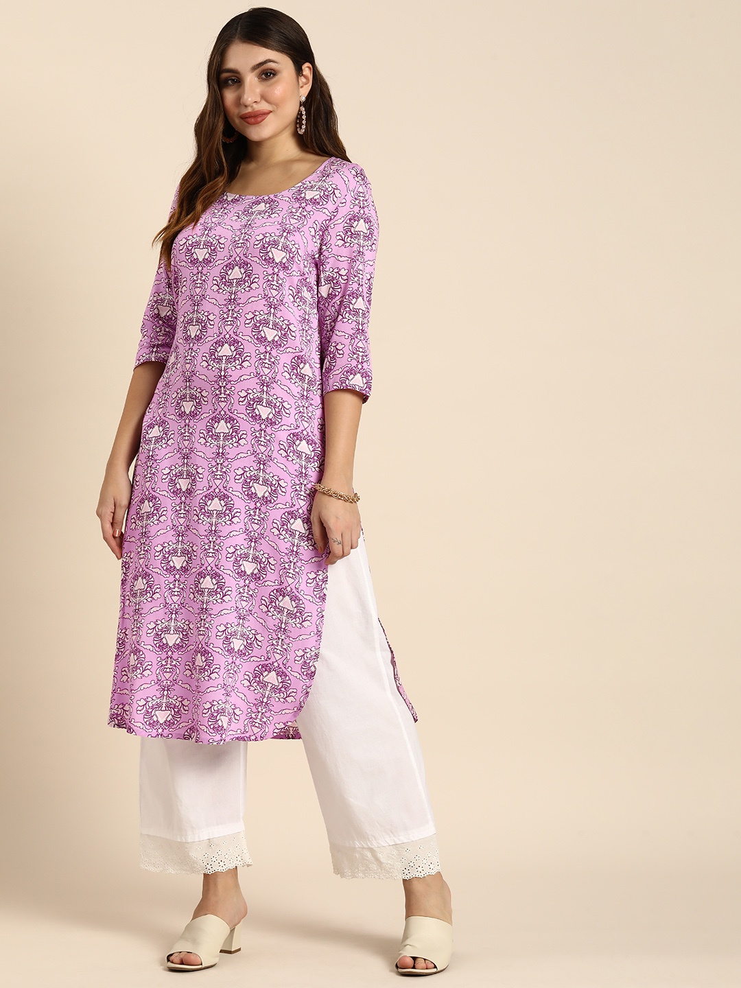 

Anouk Ethnic Motifs Printed Kurta, Purple