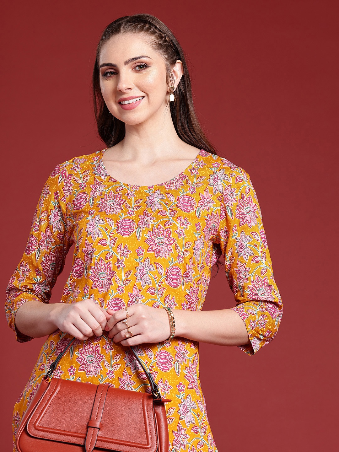 

Anouk Floral Printed Kurta, Yellow