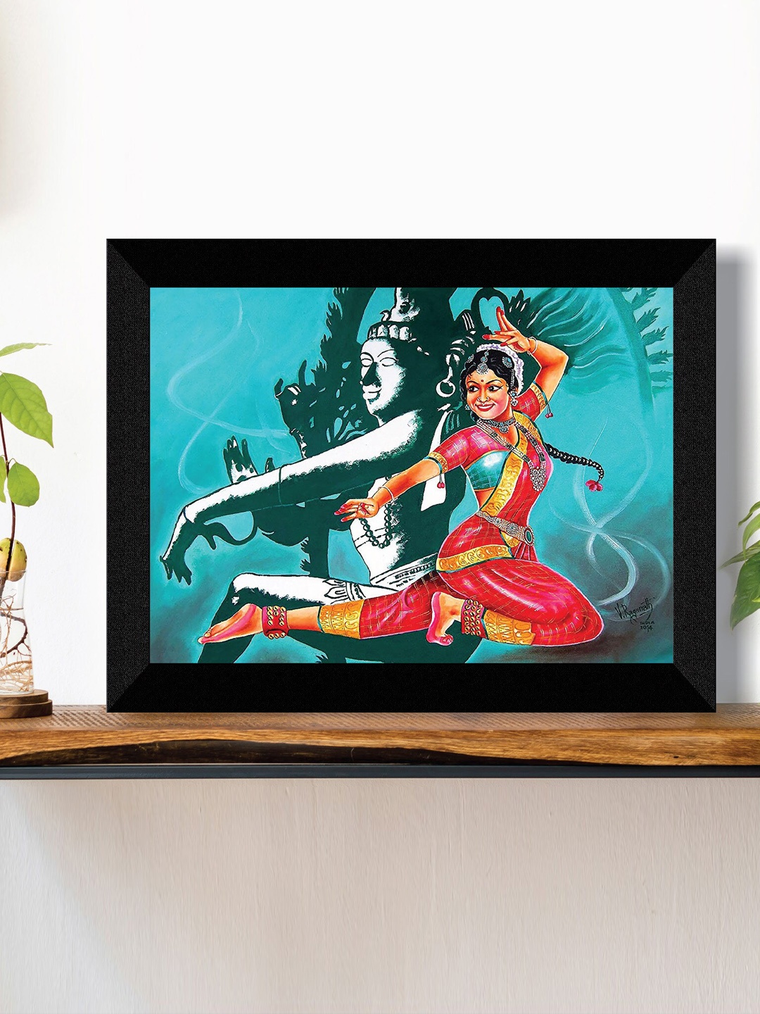 

SAF Blue & Red Kathak Dance Printed Framed Wall Art