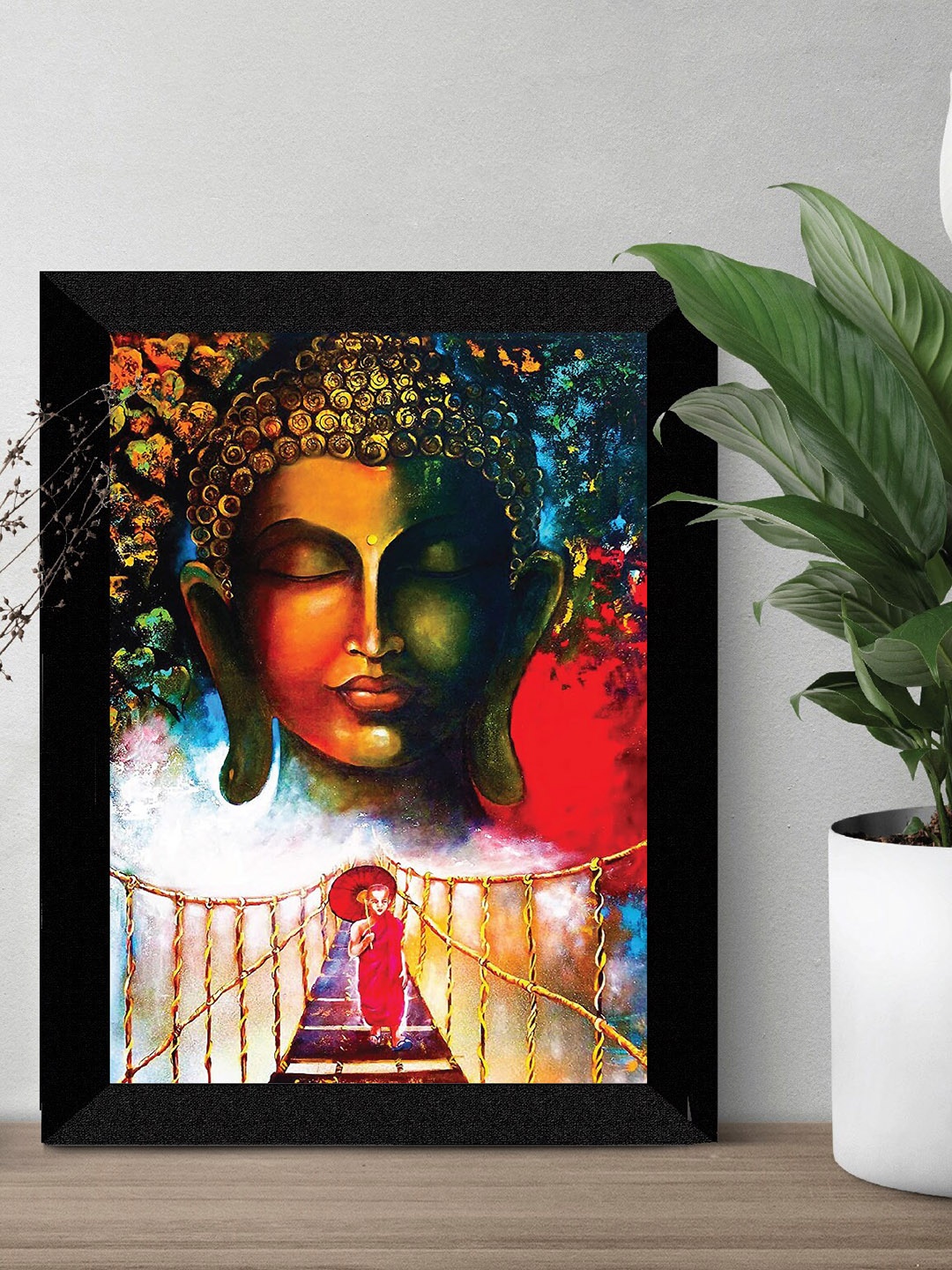 

SAF Black & Yellow Lord Buddha Painting Wall Art