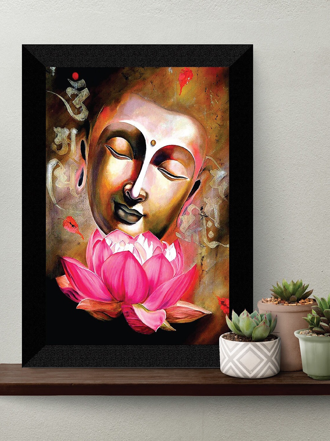 

SAF Brown & Pink Lord Buddha Painting Wall Art