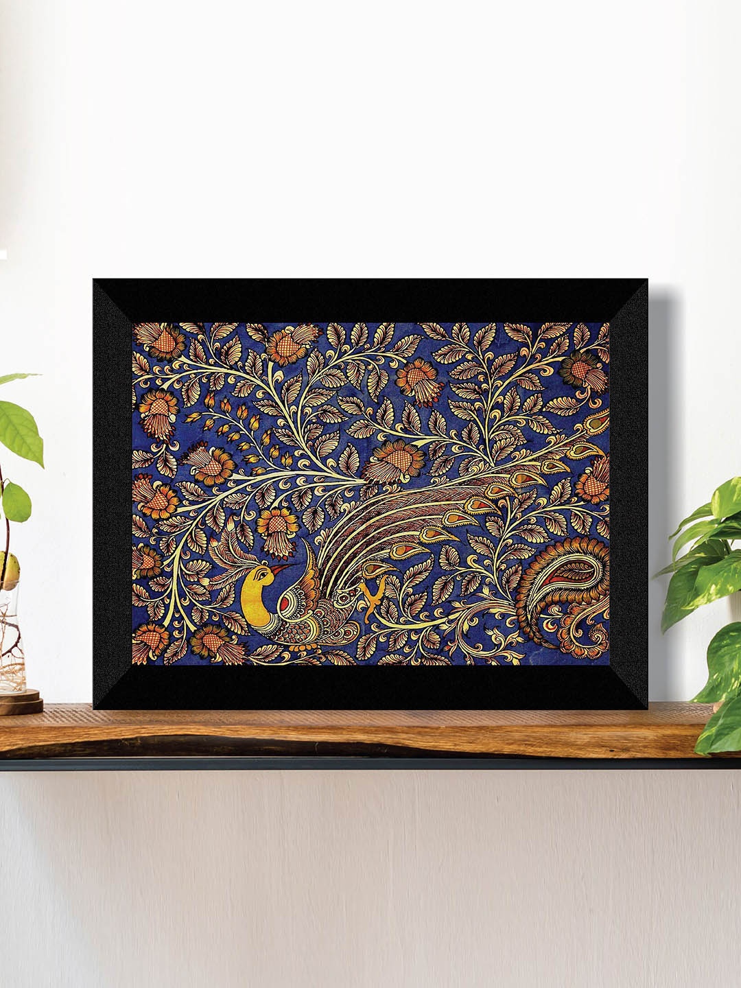 

SAF Blue & Brown Madhubani Traditional Printed Framed Wall Art