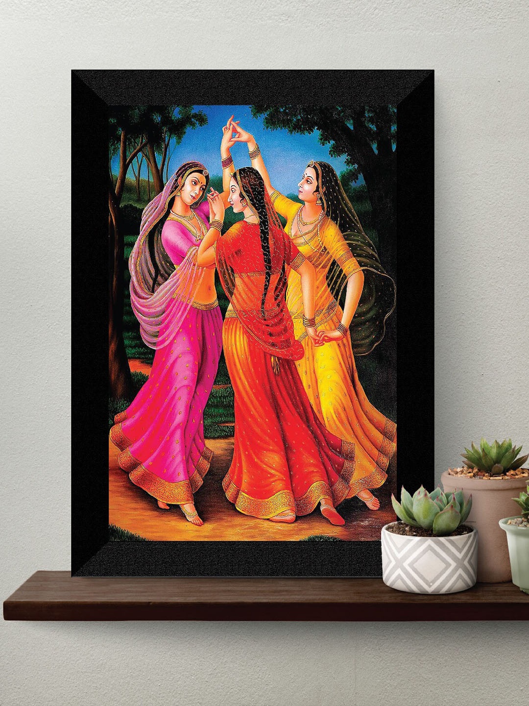 

SAF Black & Pink Traditional Rajasthani Woman Printed Framed Wall Art