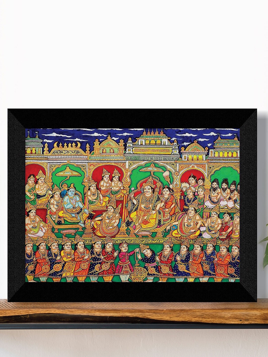

SAF Yellow & Black Kalamkari Painting Framed Wall Art