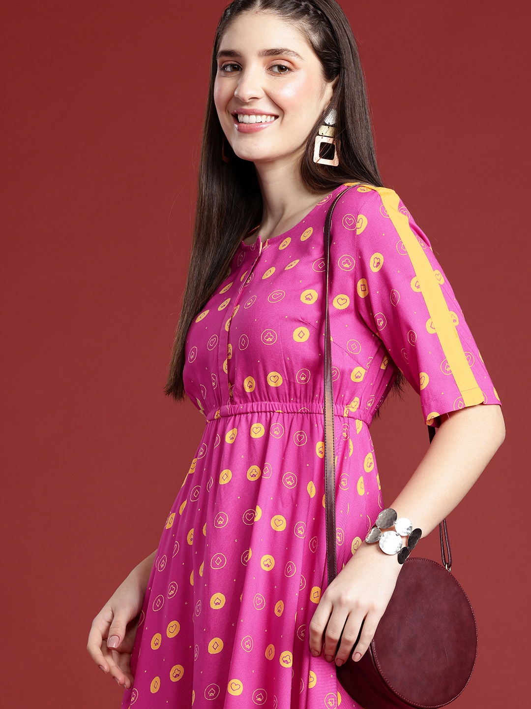 

Anouk Printed A-Line Kurta with Palazzos, Pink