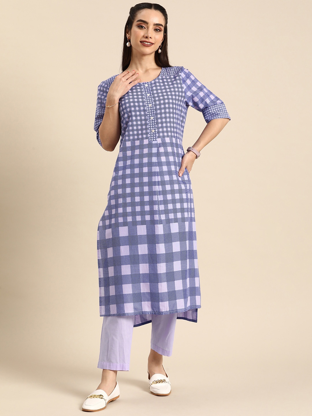 

Anouk Printed Pure Cotton Kurta with Trousers, Lavender