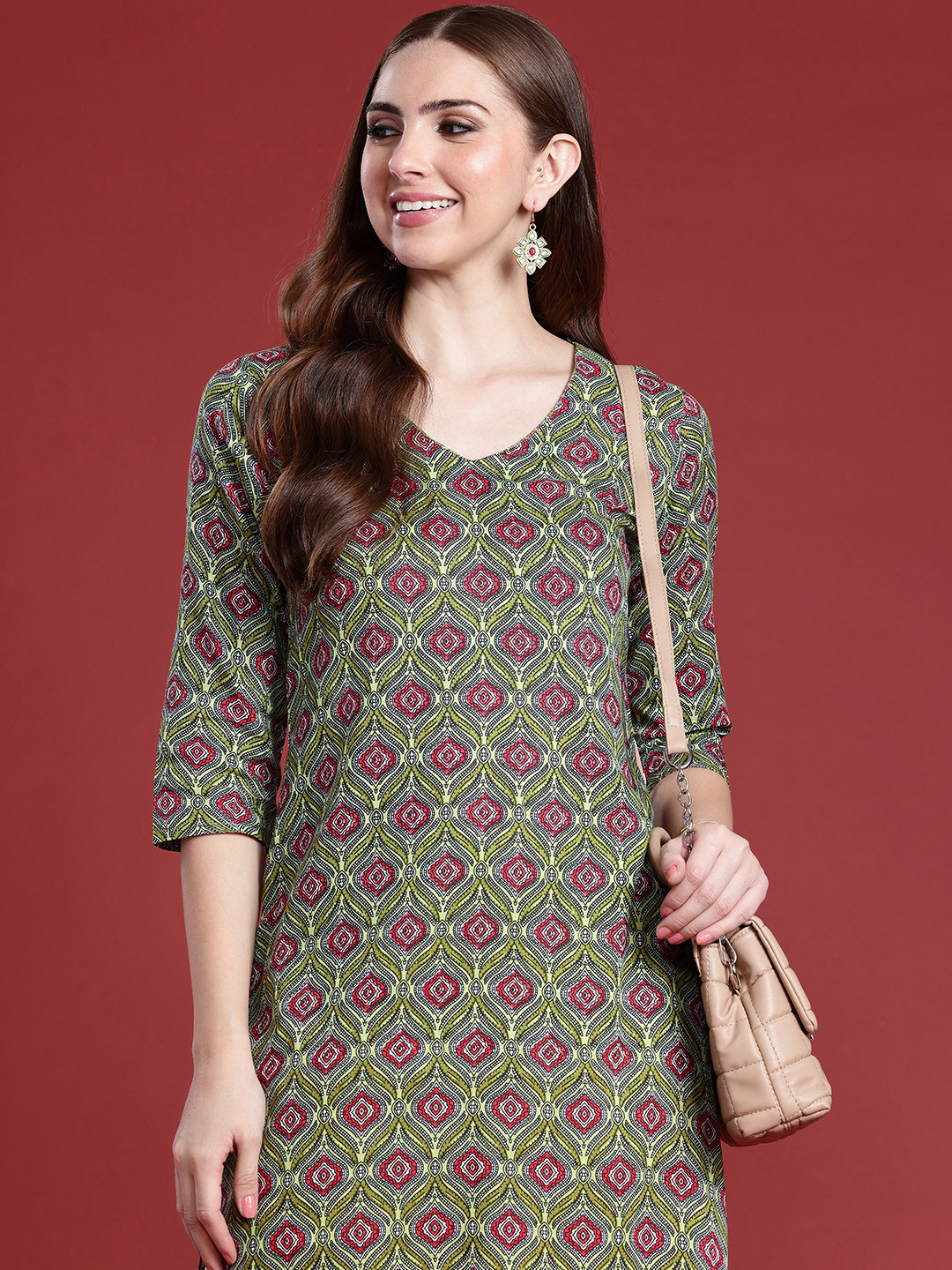 

Anouk Ethnic Motifs Printed Kurta with Trousers, Green