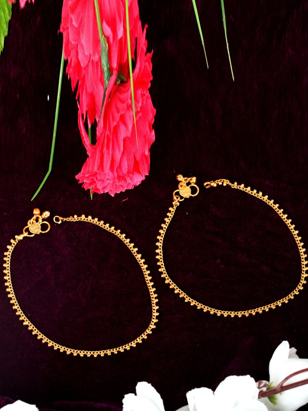 

MEENAZ Gold-Plated & Beaded Anklet