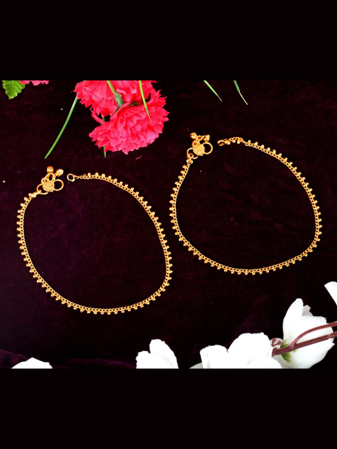 

MEENAZ Set Of 2 Gold-Plated Traditional Anklets