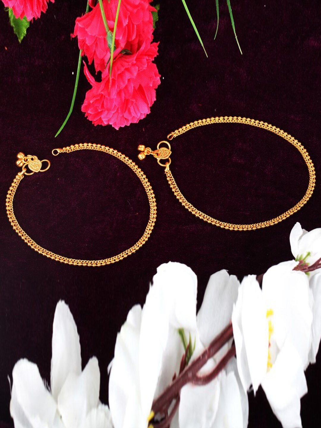 

MEENAZ Gold-Plated & Beaded Anklet