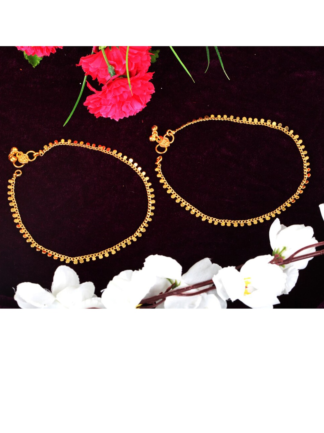 

MEENAZ Gold-Plated Brass Anklets