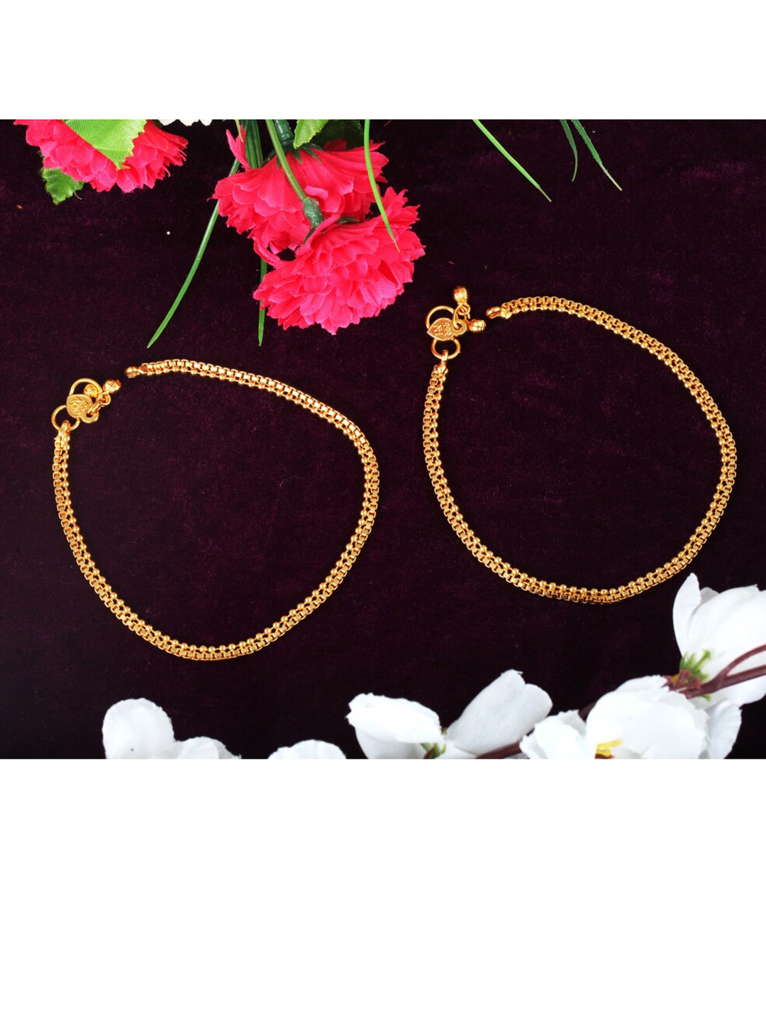 

MEENAZ Gold-Plated Beaded Anklets