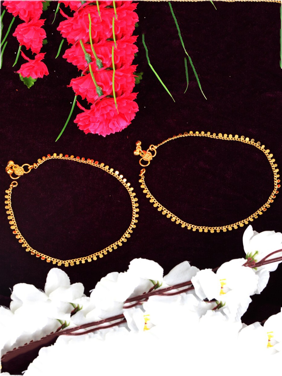 

MEENAZ Set Of 2 Gold-Plated Anklets