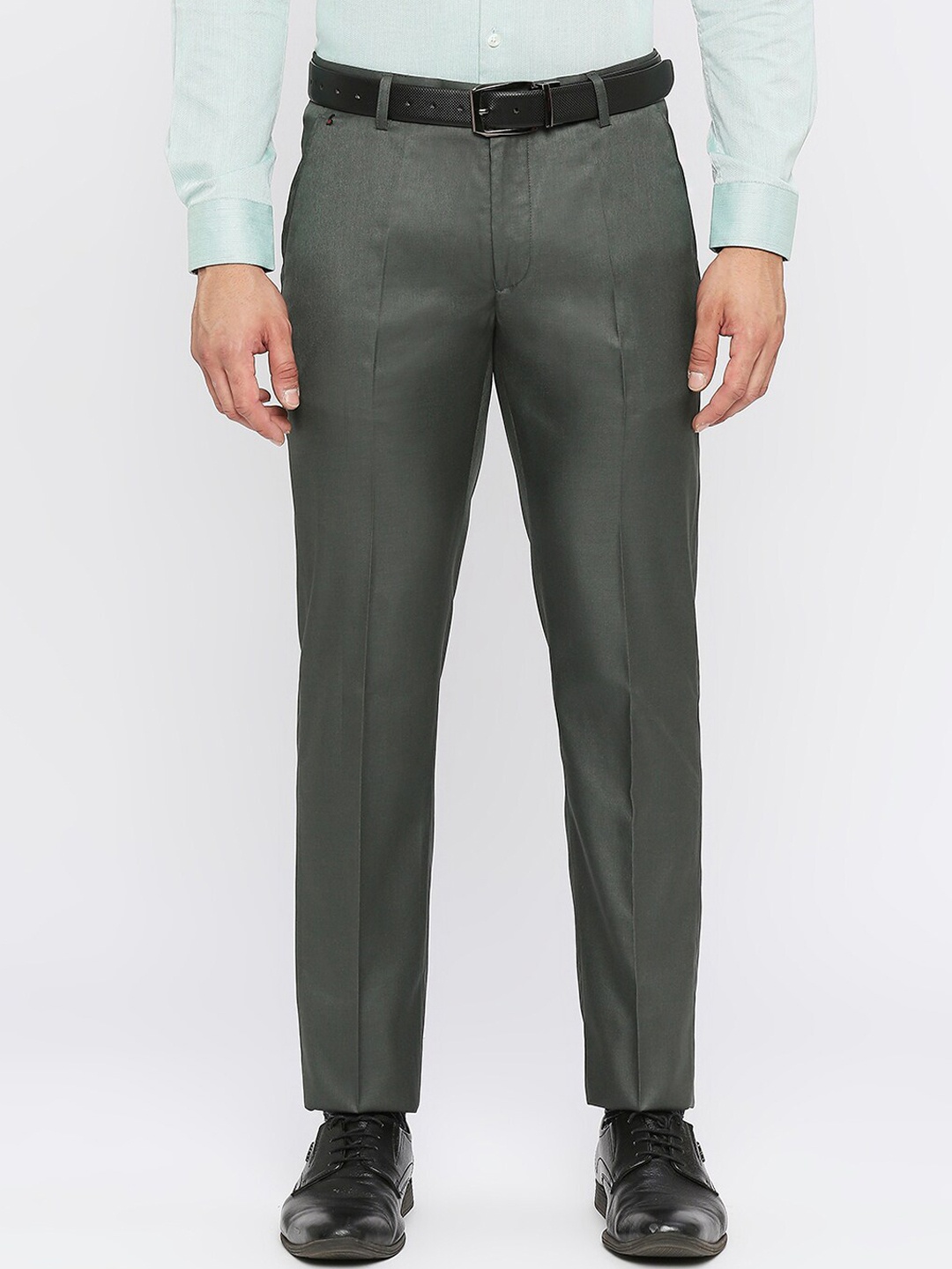 

Solemio Men Mid Rise Formal Trousers, Green