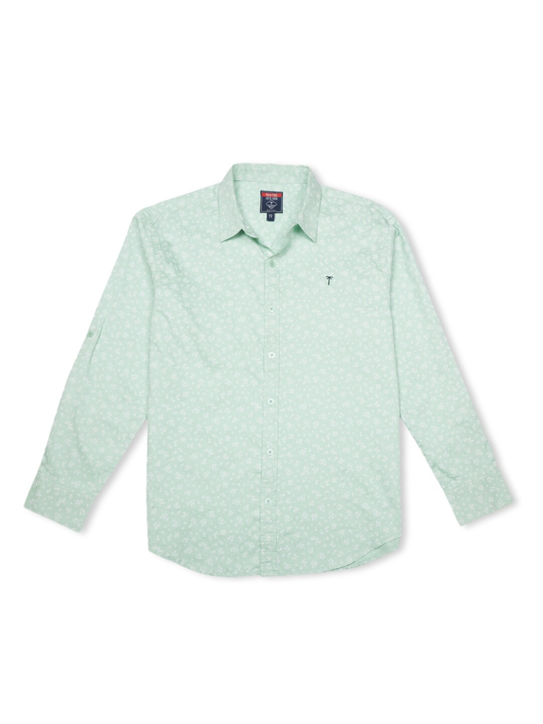 

Palm Tree Boys Micro Ditsy Printed Cotton Casual Shirt, Green