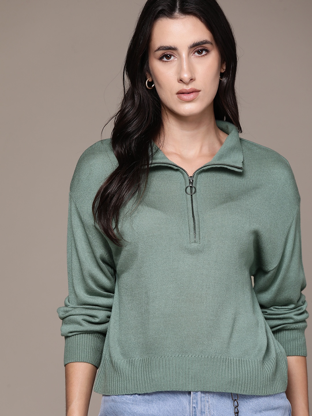 

The Roadster Lifestyle Co. Mock Collar Acrylic Pullover, Green