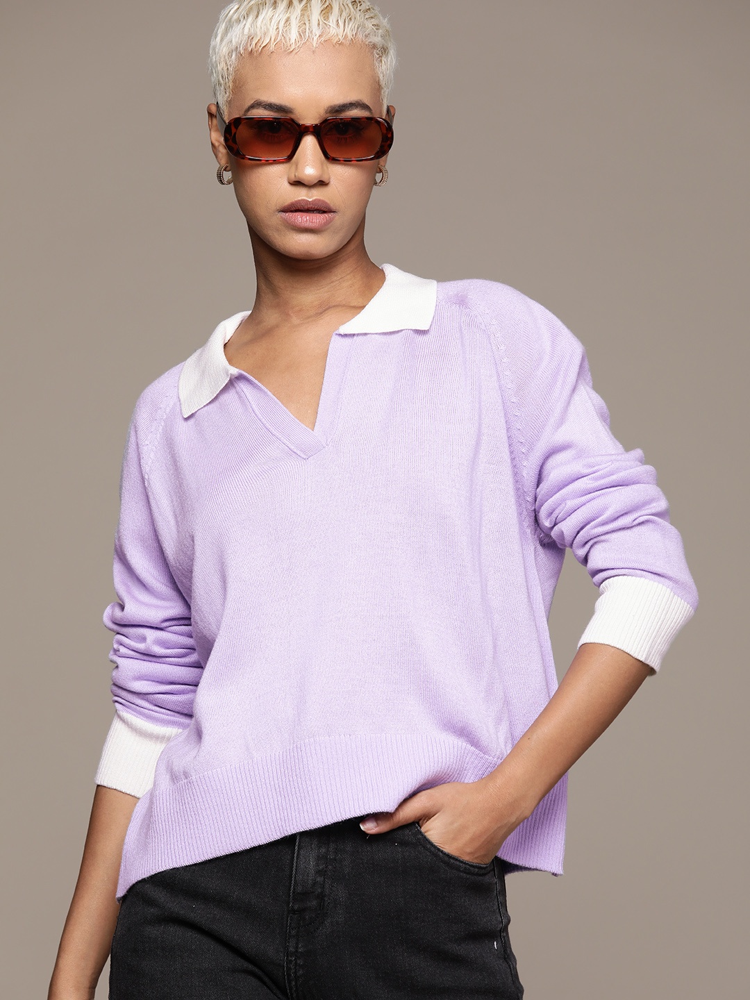 

The Roadster Lifestyle Co. Pure Acrylic Relaxed Pullover, Lavender