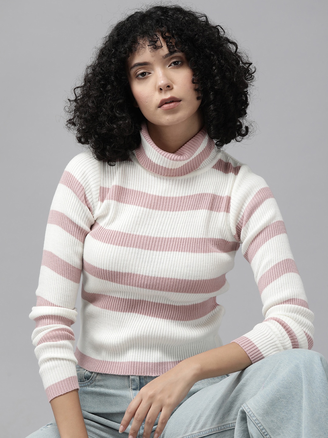 

The Roadster Lifestyle Co. Striped Acrylic Pullover, Off white