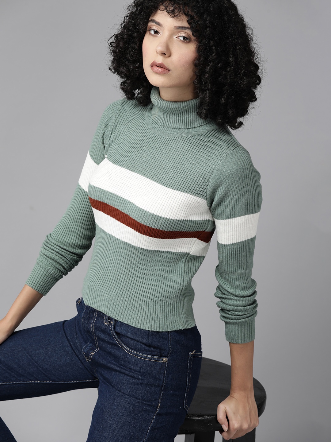 

The Roadster Lifestyle Co. Striped Acrylic Pullover, Green