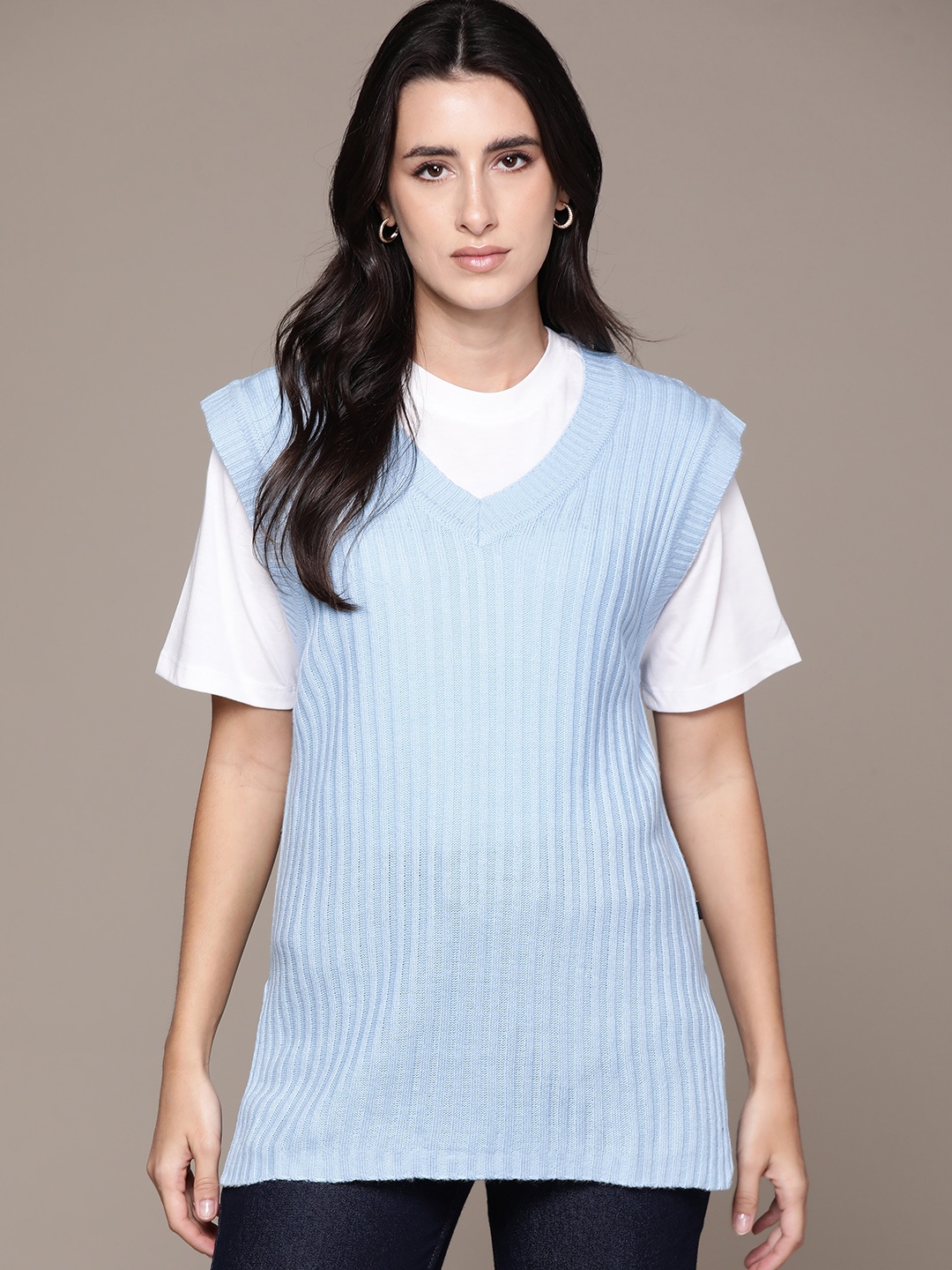 

The Roadster Lifestyle Co. Acrylic Ribbed Sweater Vest, Blue