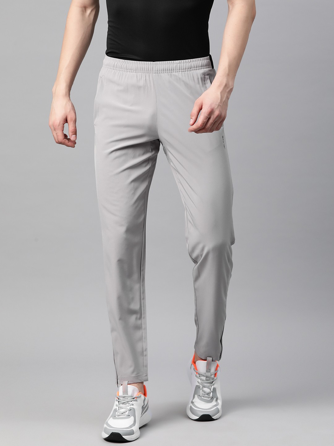 

Alcis Men Dry Tech Slim Fit Sports Track Pants with Reflective Detail, Grey