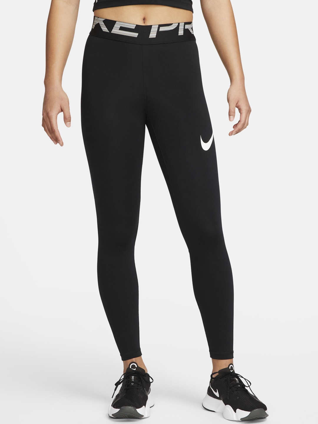 

Nike Women Logo Printed Mid-Rise Training Tights, Black