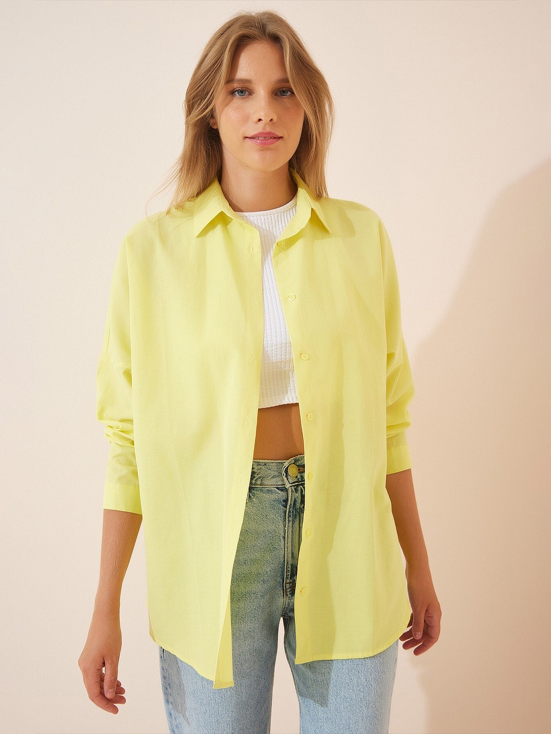 

Happiness istanbul Skinny Fit Casual Shirt, Yellow