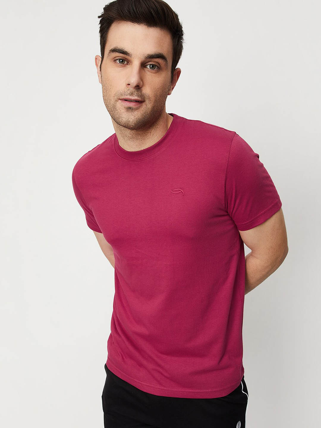 

max Round Neck Cotton Lounge T-Shirt, Burgundy