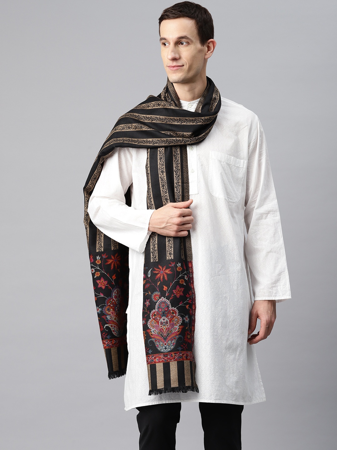 

SWI Stylish Men Woven Design Shawl, Black