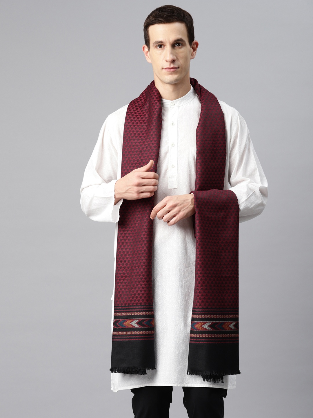 

SWI Stylish Men Woven Design Shawl, Maroon