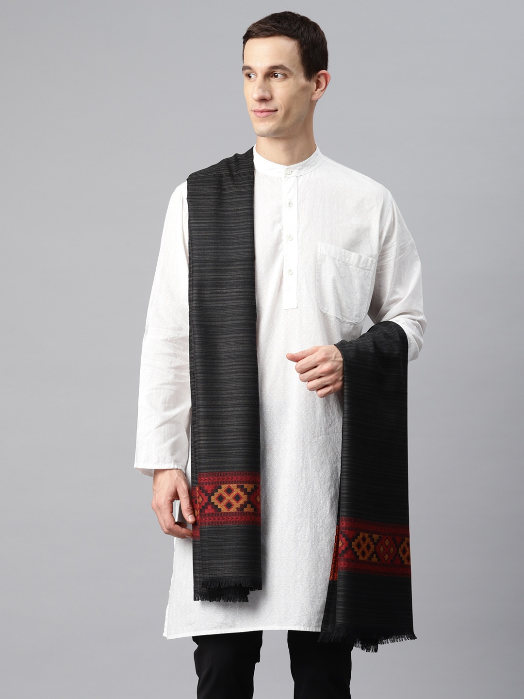 

SWI Stylish Men Woven Design Shawl, Black