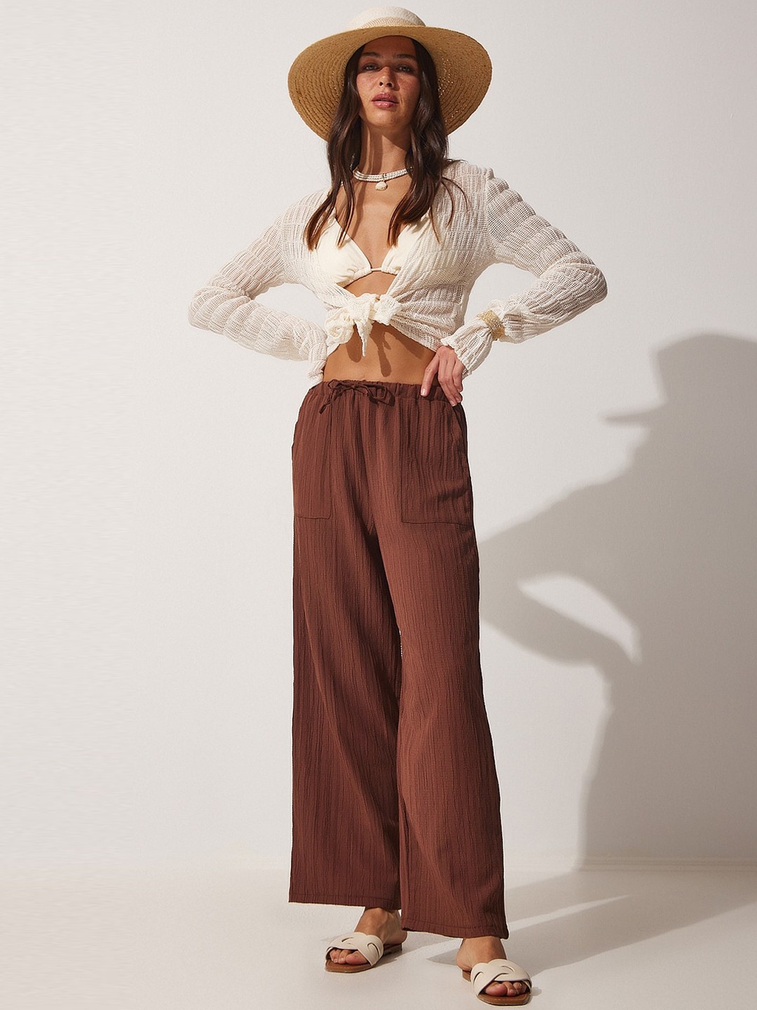 

Happiness istanbul Women Parallel Trousers, Brown