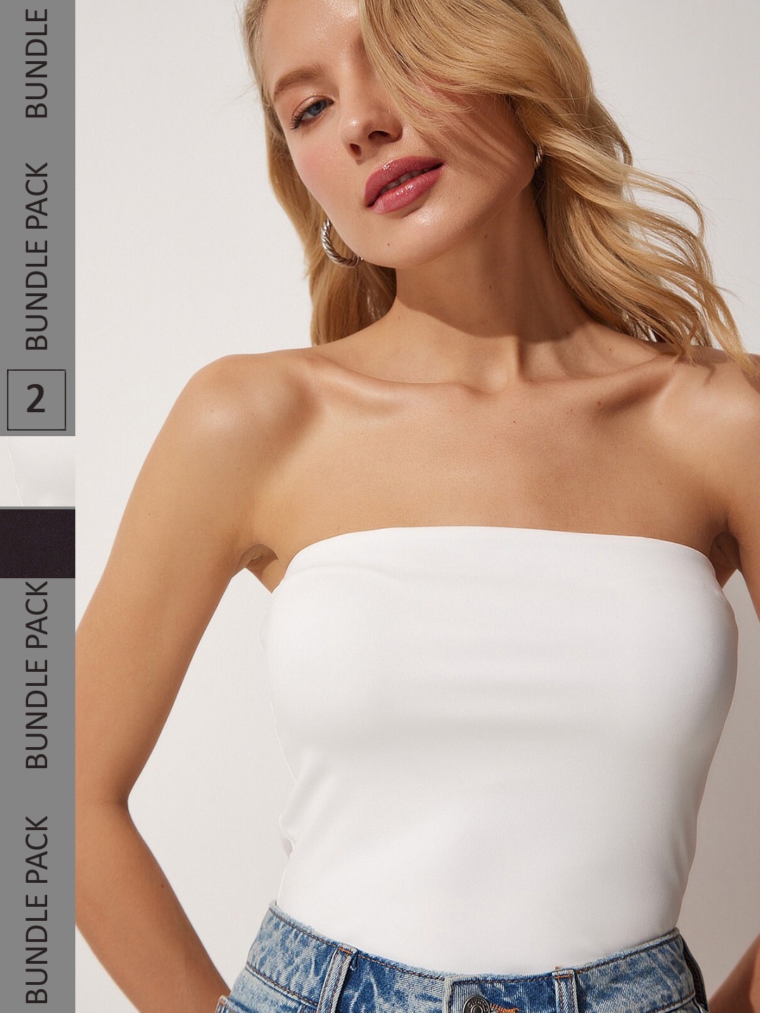 

Happiness istanbul Pack Of 2 Strapless Tube Top, Black