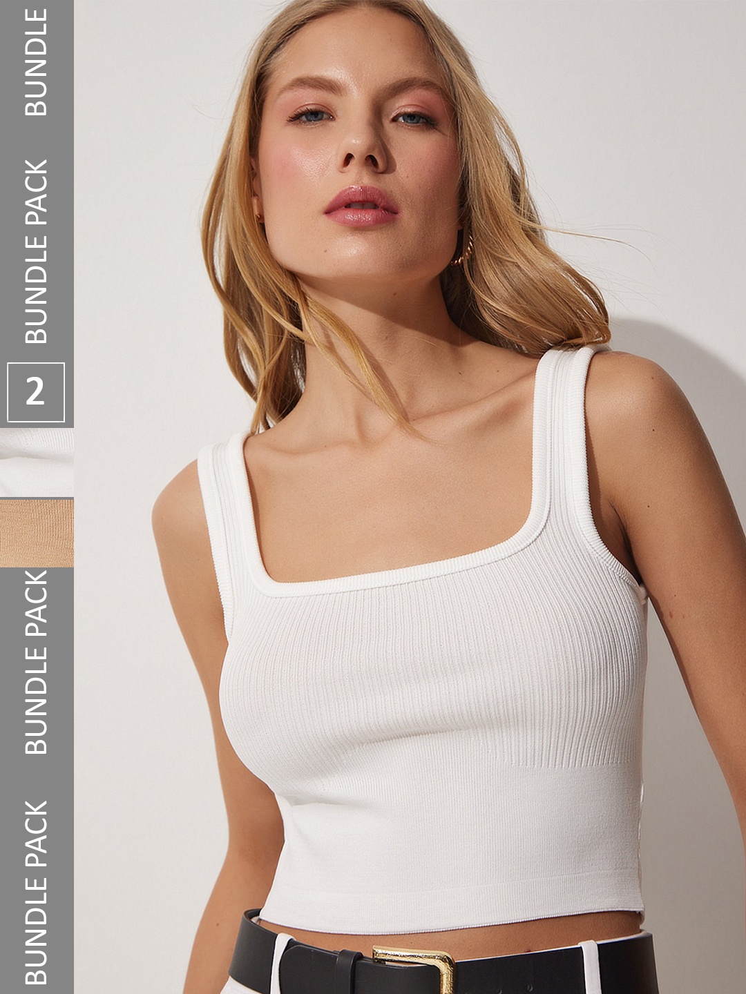 

Happiness istanbul Pack of 2 Tank Crop Tops, White