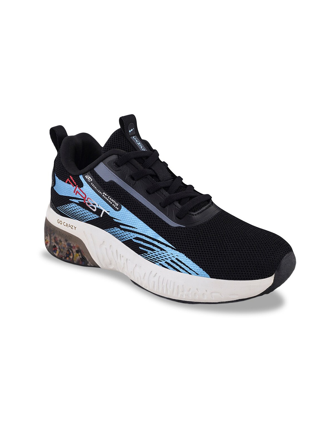 Campus Kids Mesh Running Shoes, Black