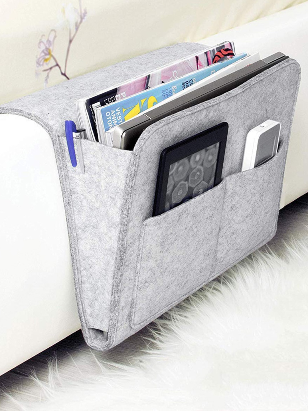 

HOUSE OF QUIRK Grey Canvas Bedside Caddy