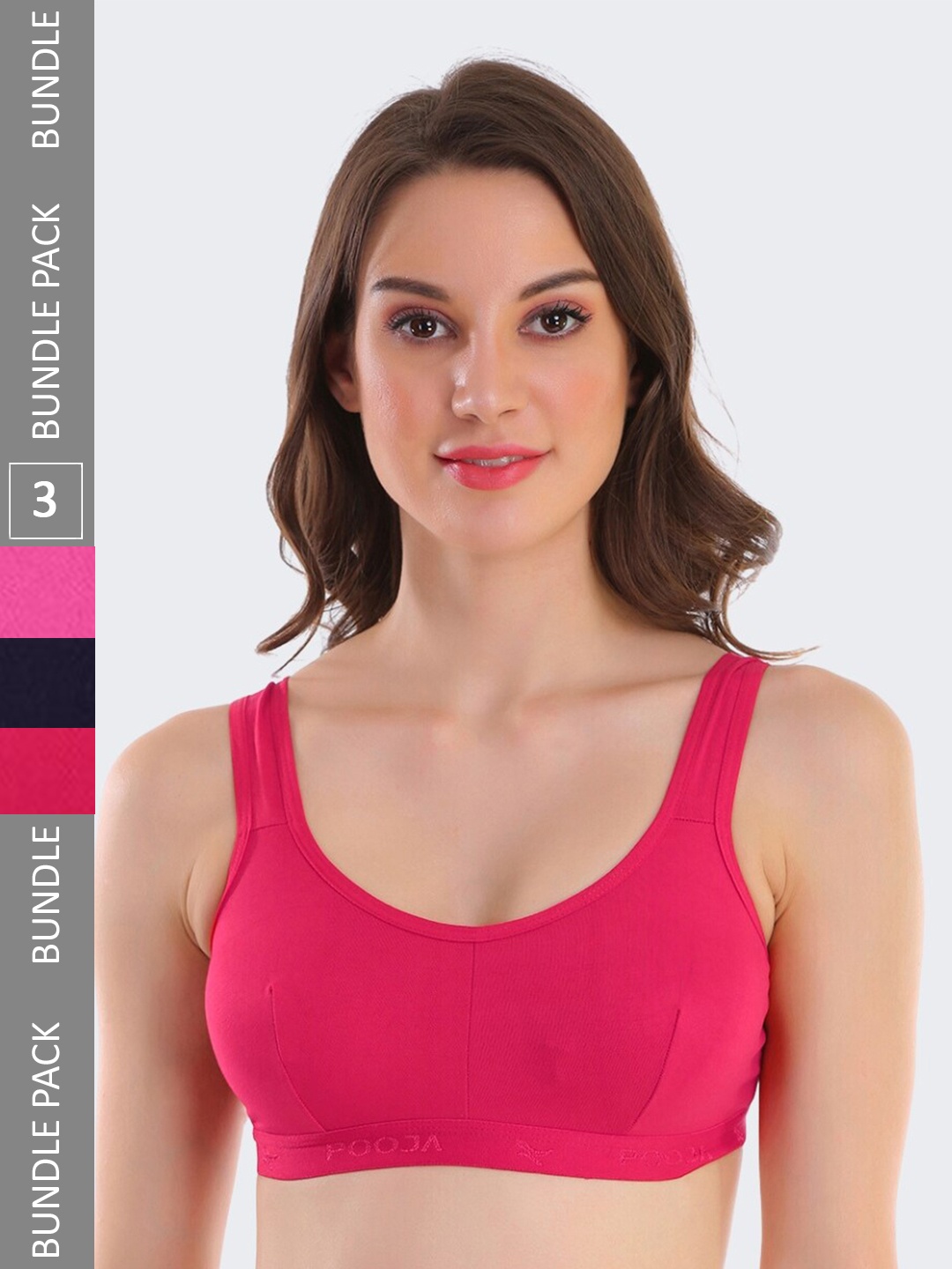 

POOJA RAGENEE Pack of 3 Full Coverage Bra, Navy blue