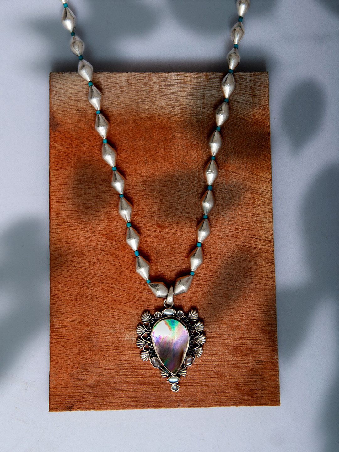 

Neeta Boochra Sterling Silver Silver-Plated Mother of Pearl Gemstone Necklace