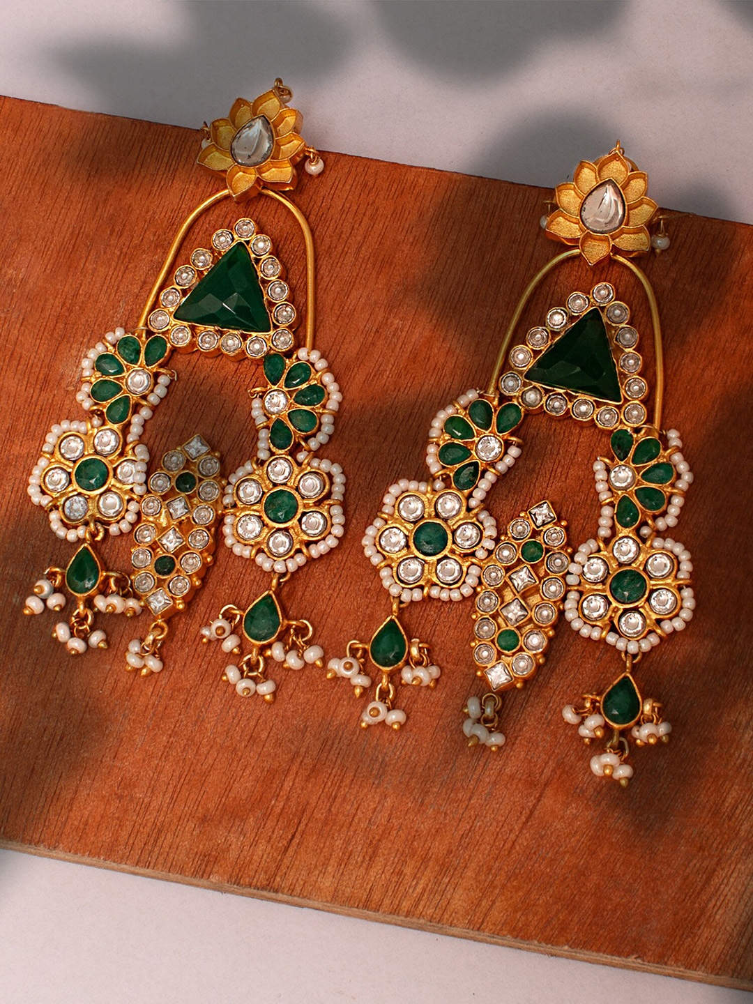 

Neeta Boochra Gold-Plated Contemporary Chandbalis Earrings